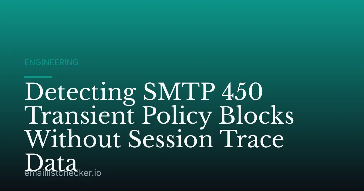 Detecting SMTP 450 Transient Policy Blocks Without Session Trace Data