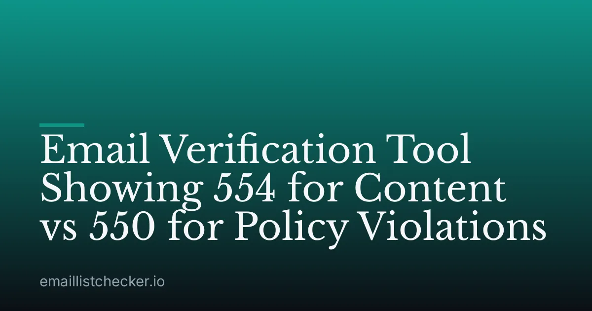Email Verification Tool Showing 554 for Content vs 550 for Policy Violations