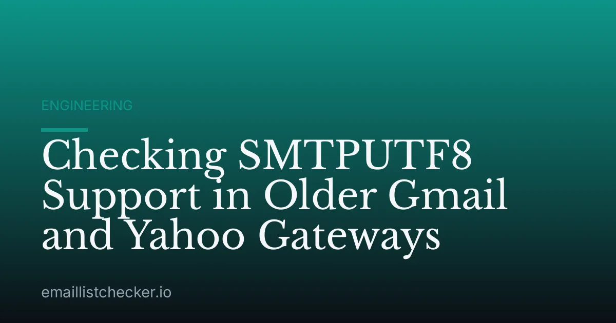 Checking SMTPUTF8 Support in Older Gmail and Yahoo Gateways