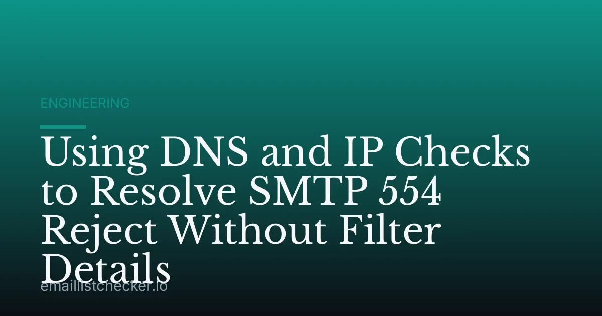 Using DNS and IP Checks to Resolve SMTP 554 Reject Without Filter Details
