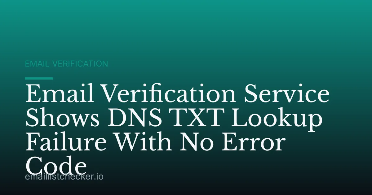Email Verification Service Shows DNS TXT Lookup Failure With No Error Code