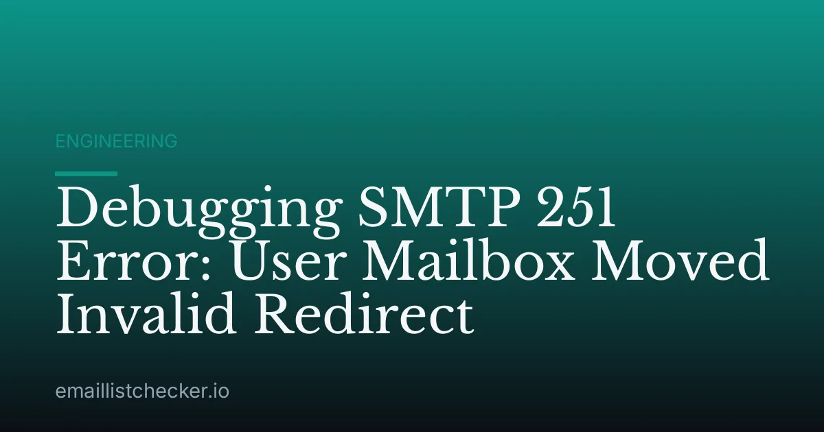 Debugging SMTP 251 Error: User Mailbox Moved Invalid Redirect