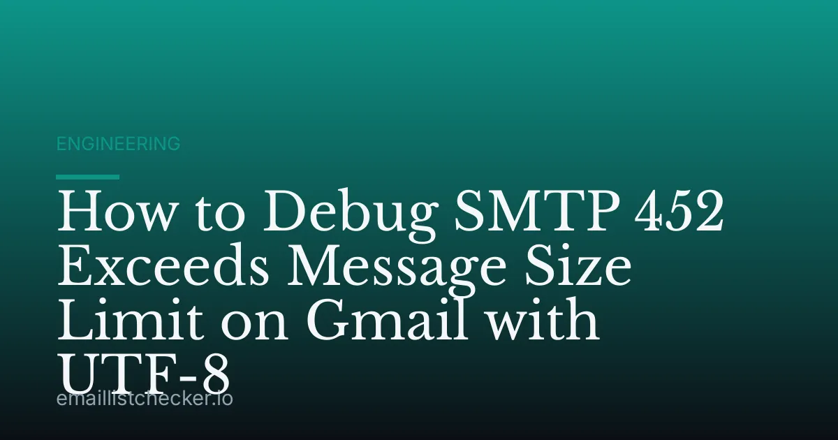 How to Debug SMTP 452 Exceeds Message Size Limit on Gmail with UTF-8