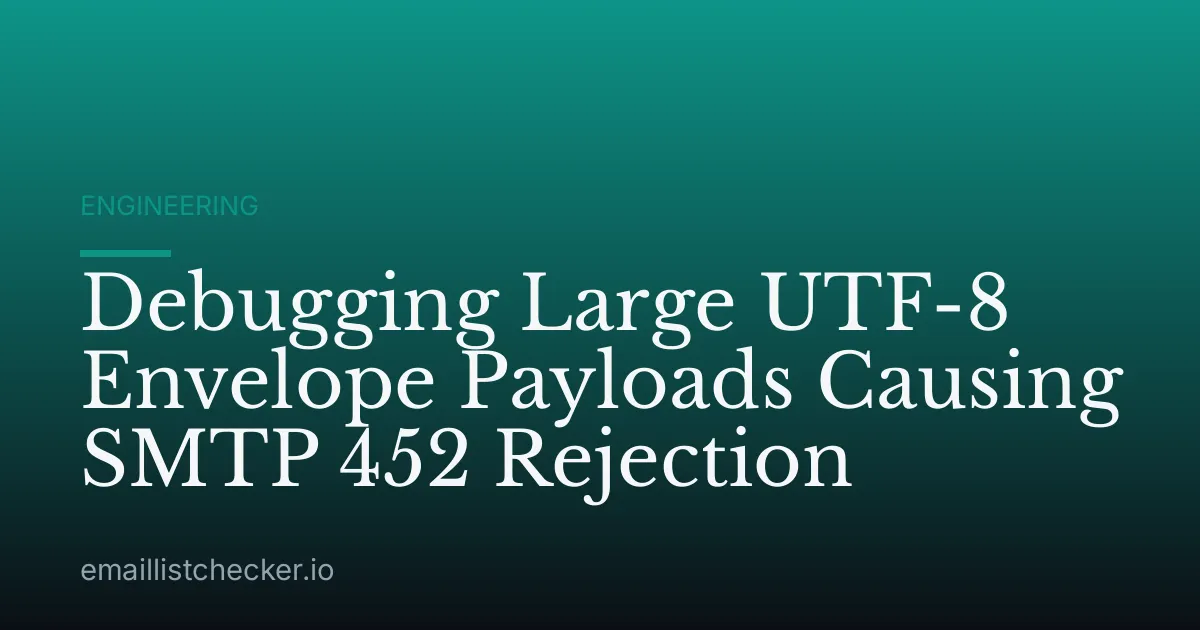 Debugging Large UTF-8 Envelope Payloads Causing SMTP 452 Rejection