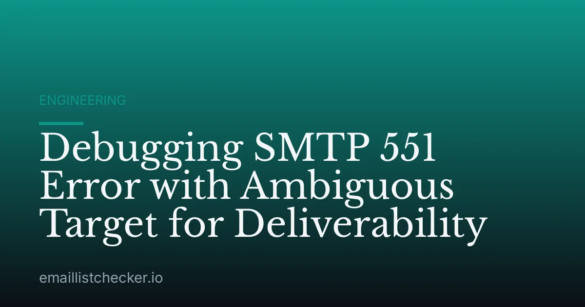 Debugging SMTP 551 Error with Ambiguous Target for Deliverability