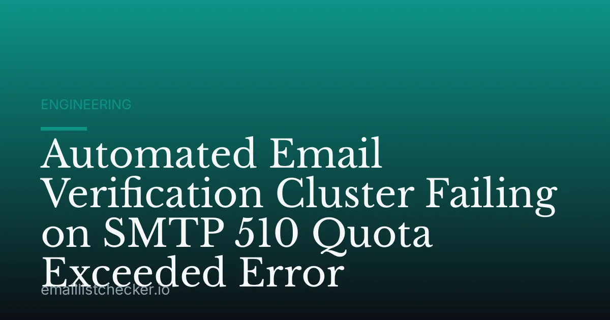 Automated Email Verification Cluster Failing on SMTP 510 Quota Exceeded Error
