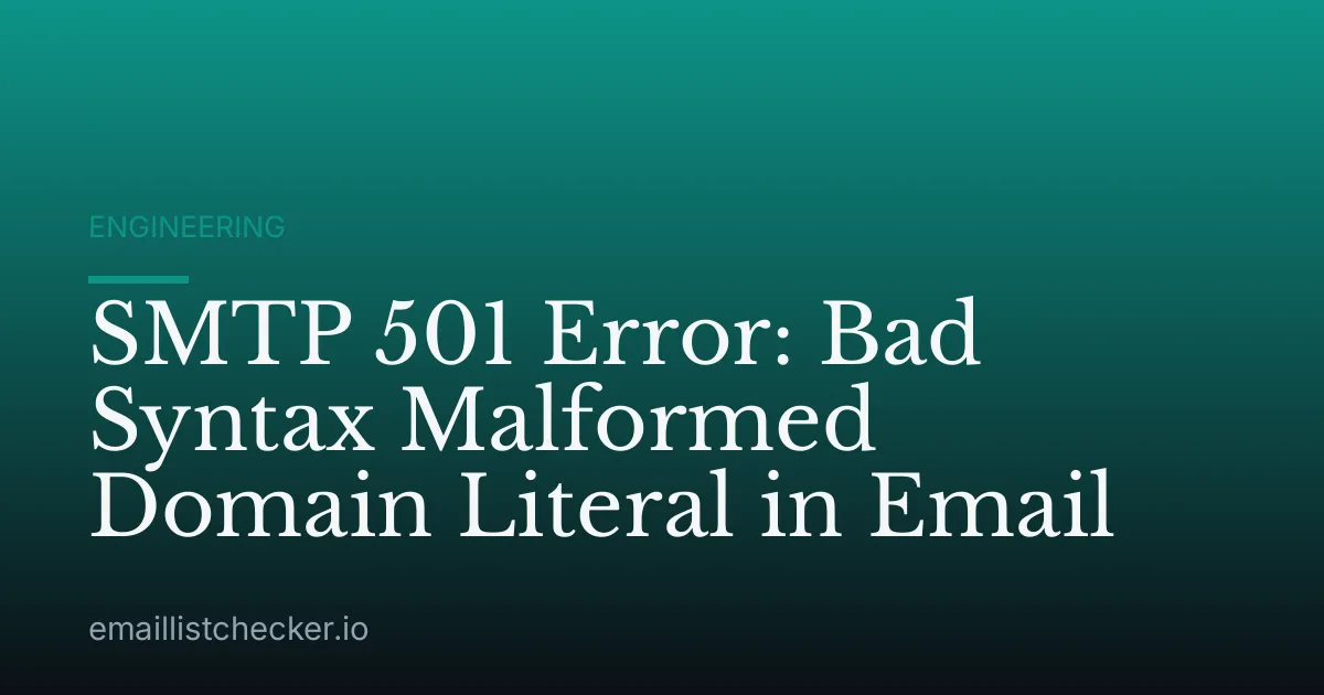 SMTP 501 Error: Bad Syntax Malformed Domain Literal in Email