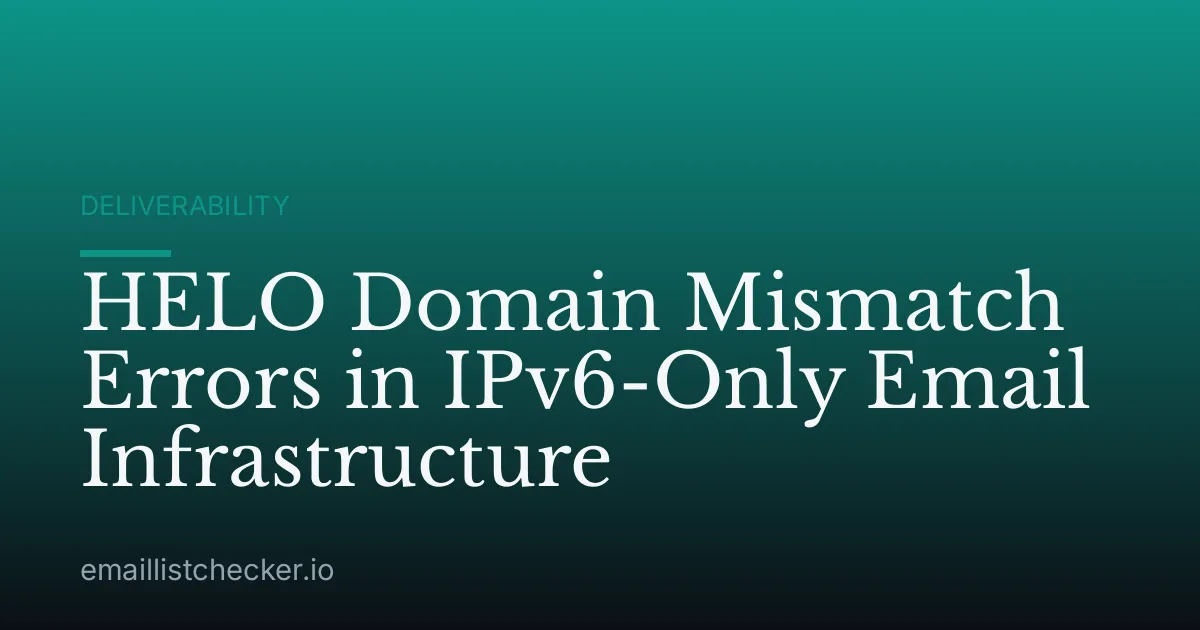 HELO Domain Mismatch Errors in IPv6-Only Email Infrastructure