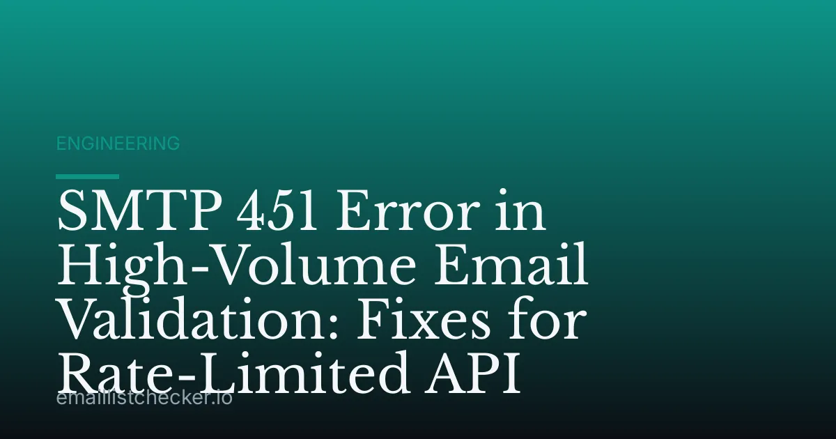 SMTP 451 Error in High-Volume Email Validation: Fixes for Rate-Limited API