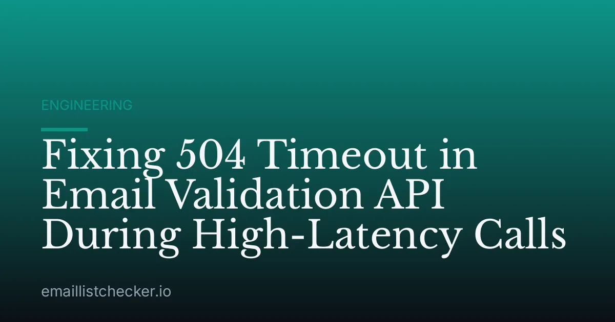 Fixing 504 Timeout in Email Validation API During High-Latency Calls