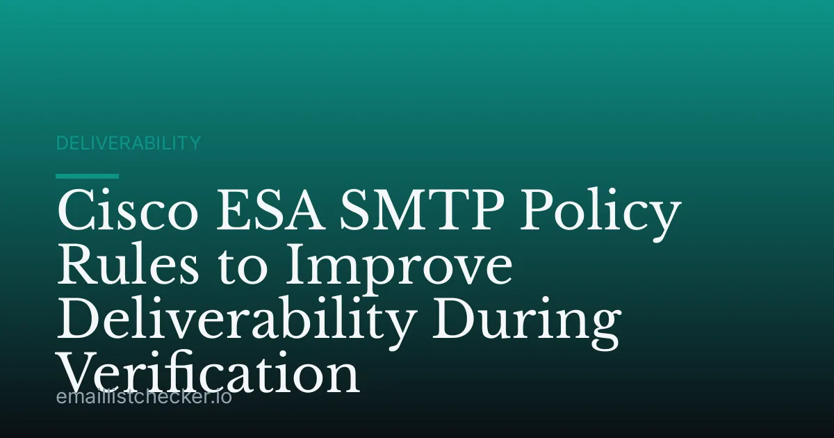 Cisco ESA SMTP Policy Rules to Improve Deliverability During Verification