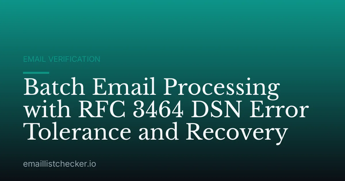 Batch Email Processing with RFC 3464 DSN Error Tolerance and Recovery