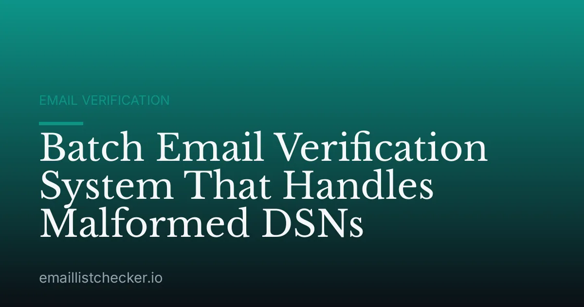 Batch Email Verification System That Handles Malformed DSNs