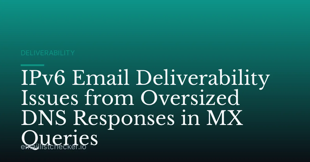IPv6 Email Deliverability Issues from Oversized DNS Responses in MX Queries