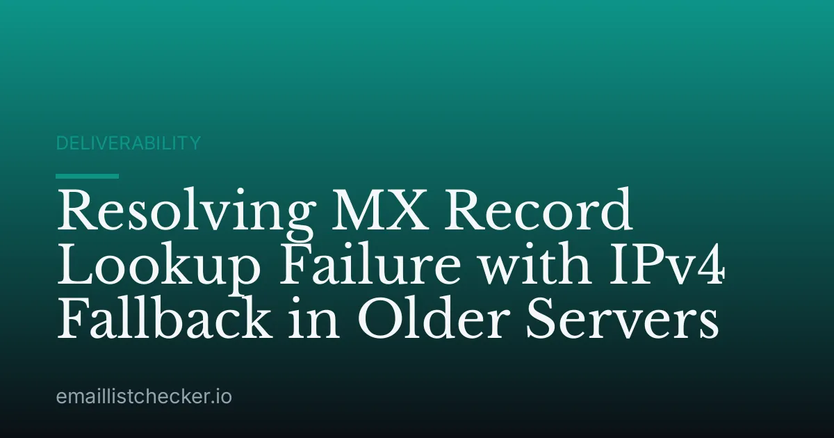 Resolving MX Record Lookup Failure with IPv4 Fallback in Older Servers