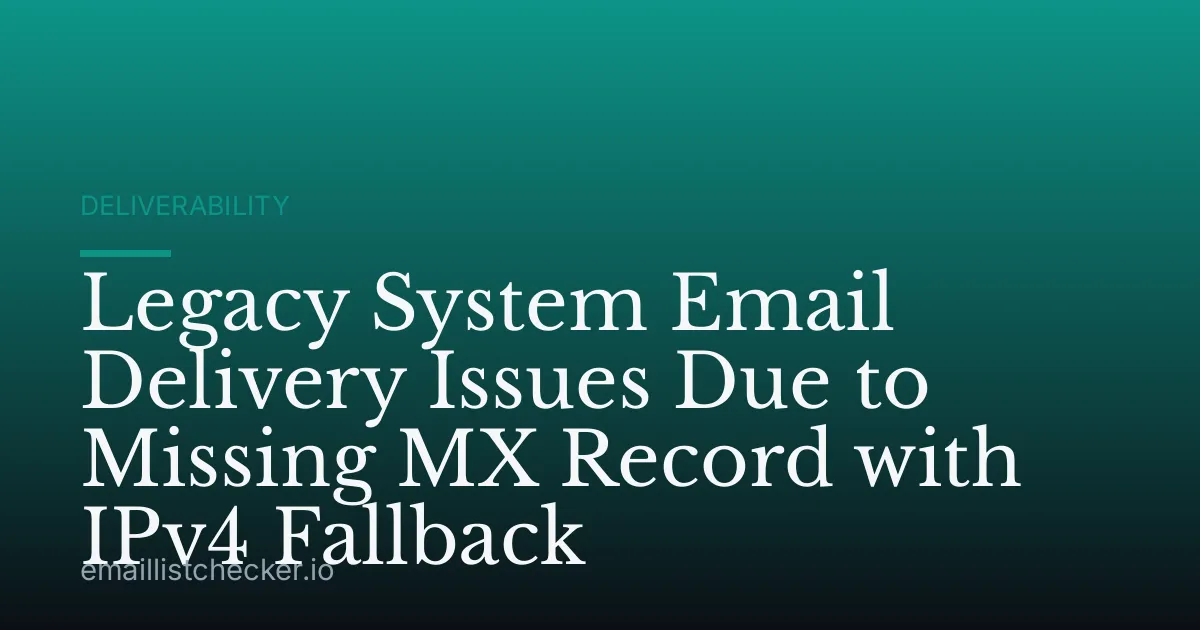Legacy System Email Delivery Issues Due to Missing MX Record with IPv4 Fallback