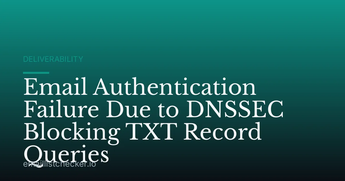 Email Authentication Failure Due to DNSSEC Blocking TXT Record Queries