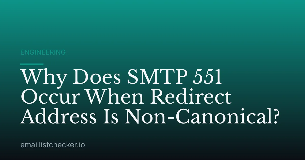 Why Does SMTP 551 Occur When Redirect Address Is Non-Canonical?