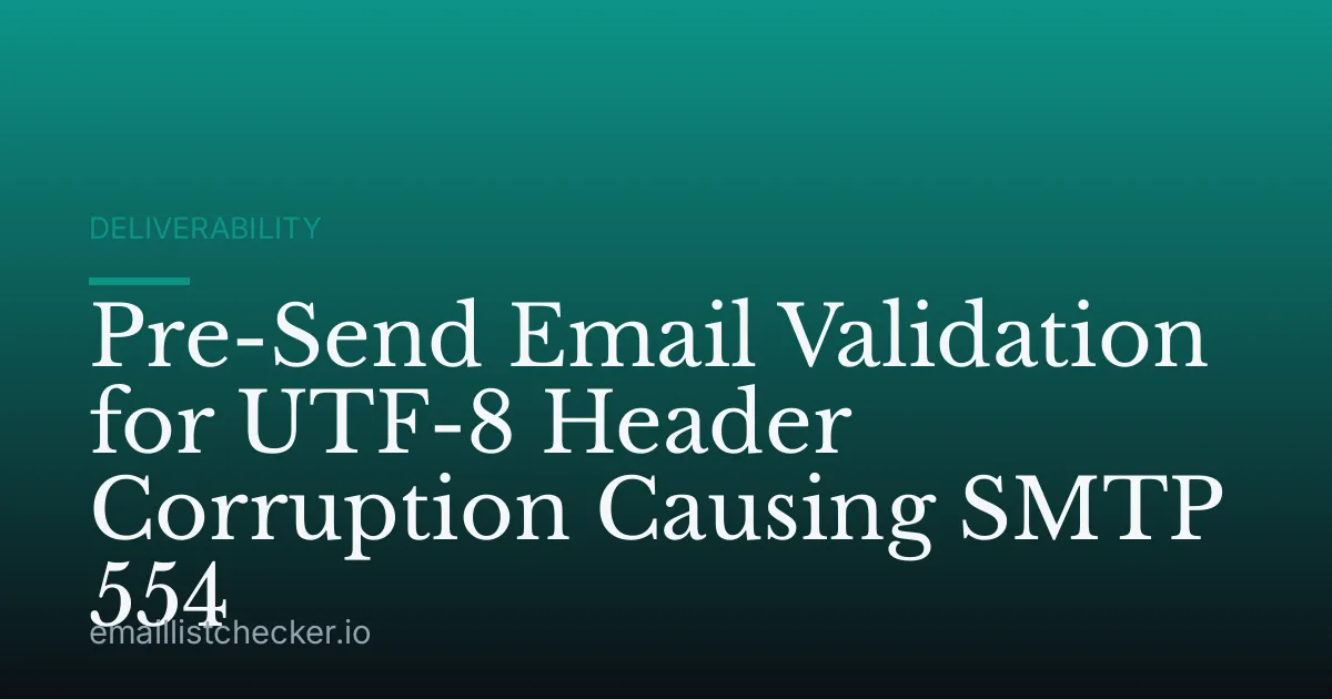 Pre-Send Email Validation for UTF-8 Header Corruption Causing SMTP 554