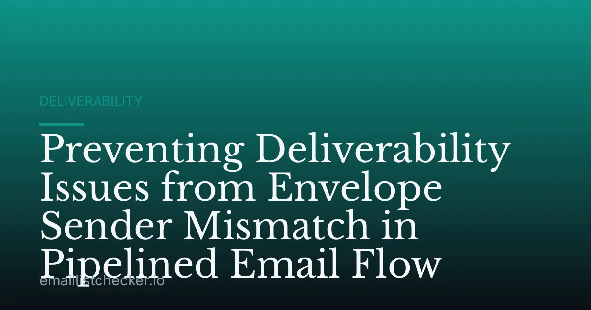 Preventing Deliverability Issues from Envelope Sender Mismatch in Pipelined Email Flow