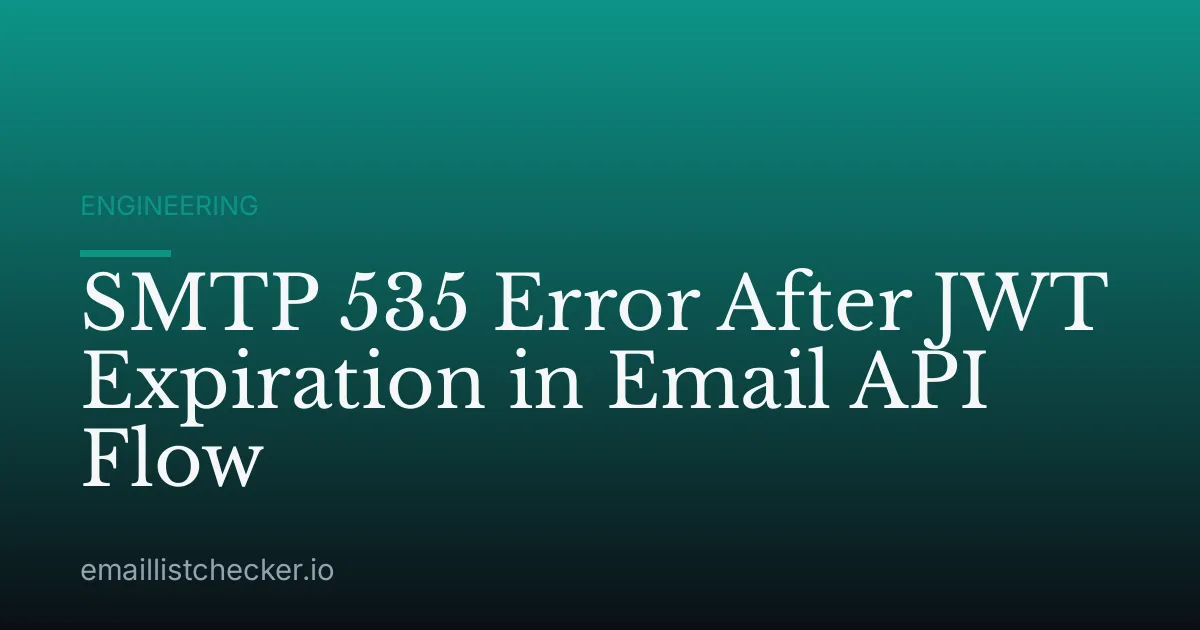 SMTP 535 Error After JWT Expiration in Email API Flow