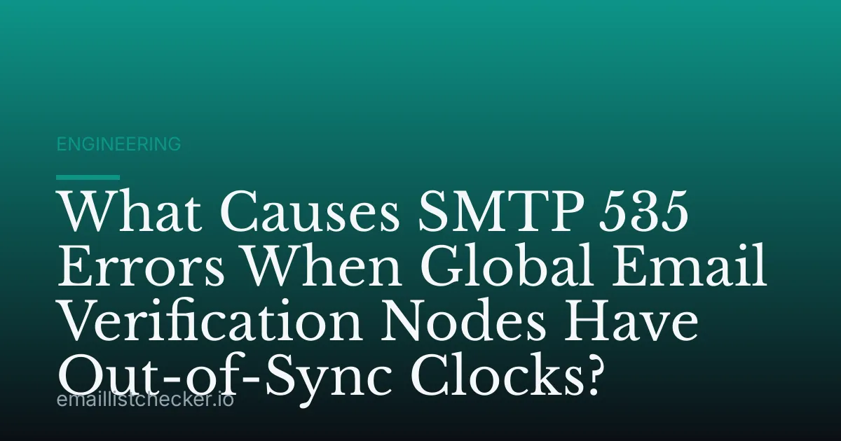 What Causes SMTP 535 Errors When Global Email Verification Nodes Have Out-of-Sync Clocks?