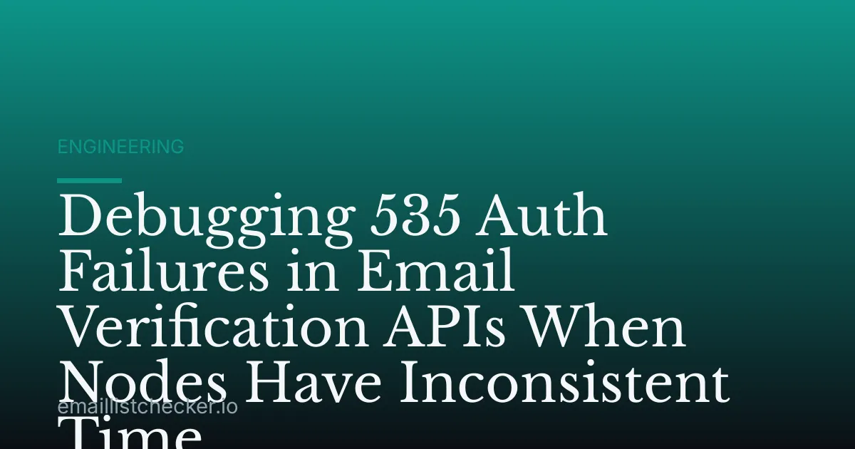 Debugging 535 Auth Failures in Email Verification APIs When Nodes Have Inconsistent Time