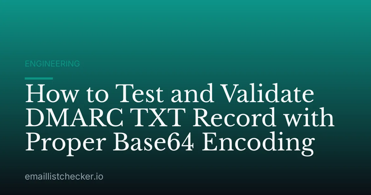 How to Test and Validate DMARC TXT Record with Proper Base64 Encoding