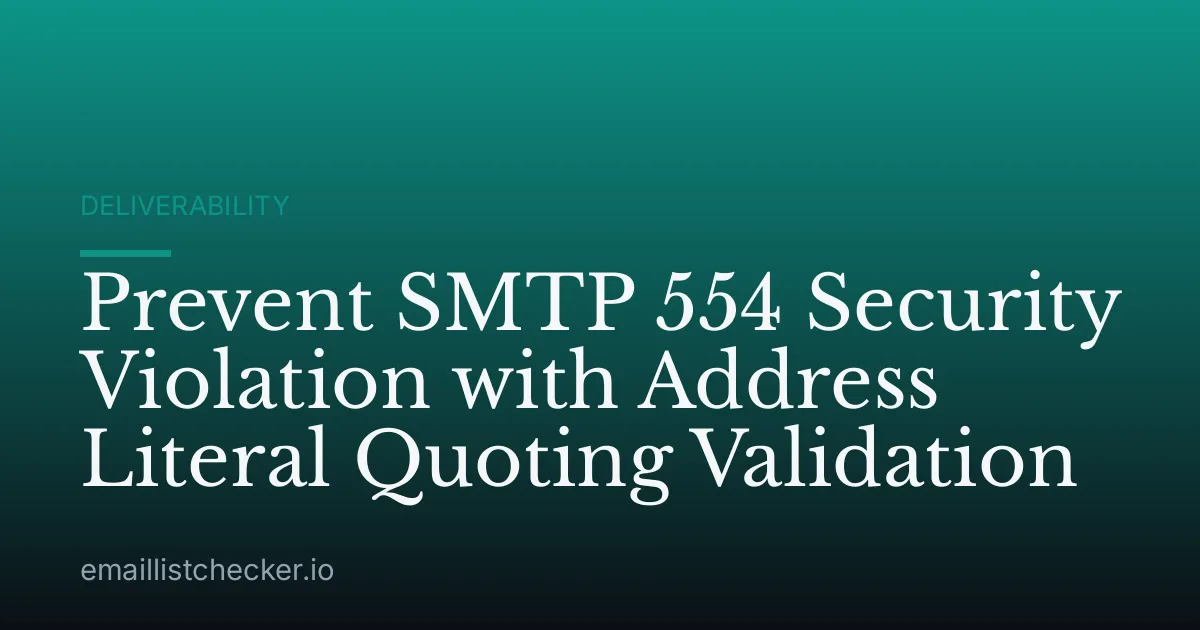 Prevent SMTP 554 Security Violation with Address Literal Quoting Validation
