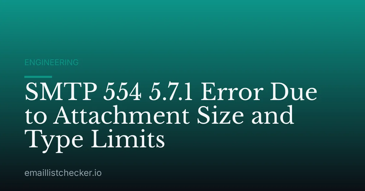 SMTP 554 5.7.1 Error Due to Attachment Size and Type Limits