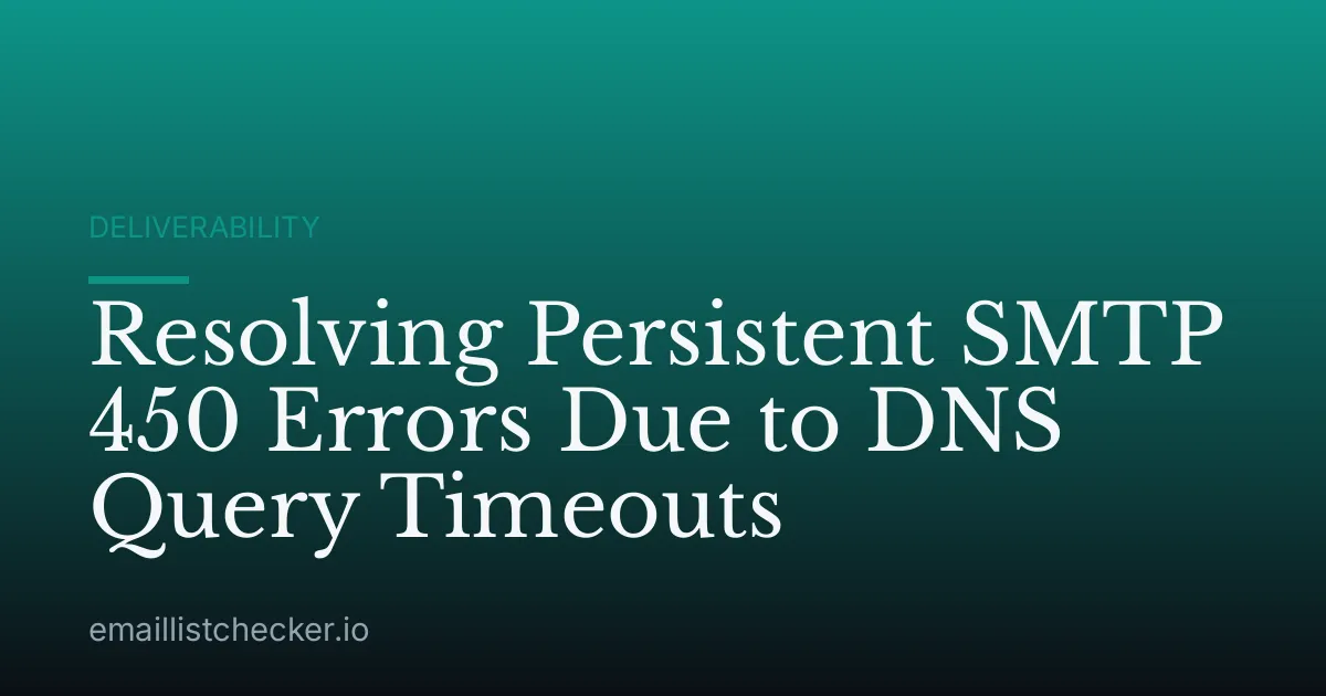 Resolving Persistent SMTP 450 Errors Due to DNS Query Timeouts