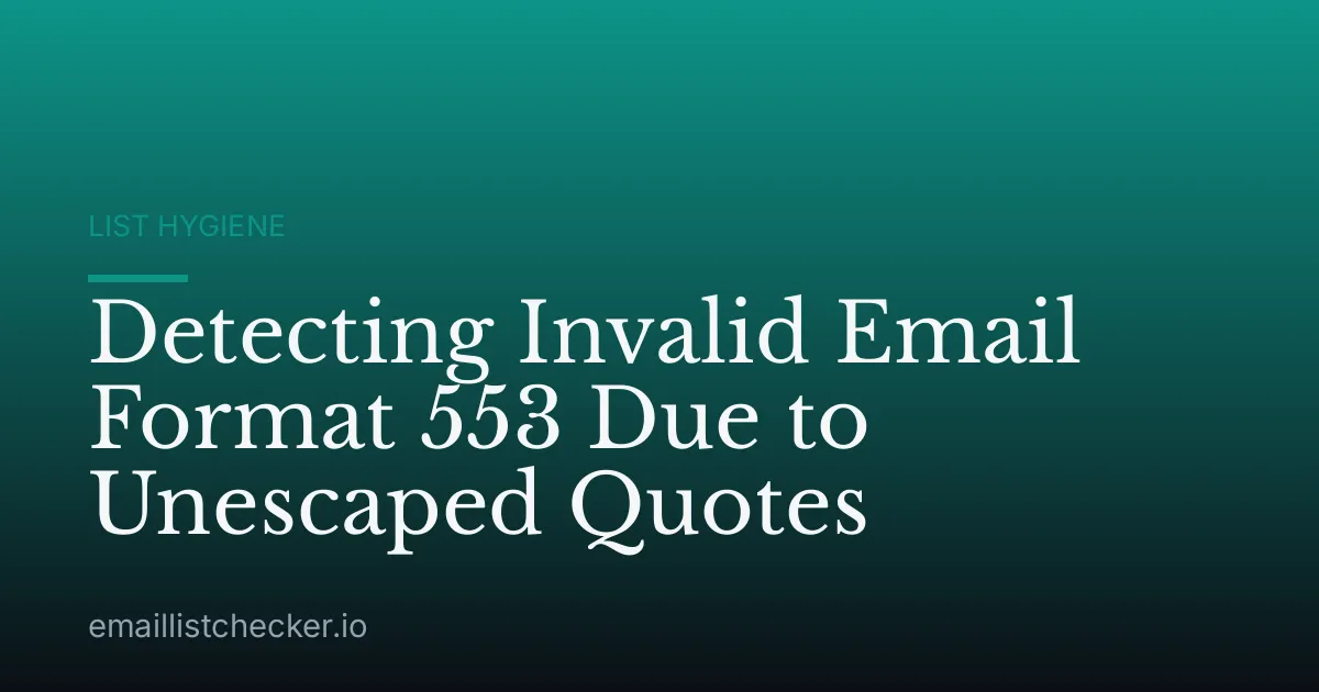 Detecting Invalid Email Format 553 Due to Unescaped Quotes