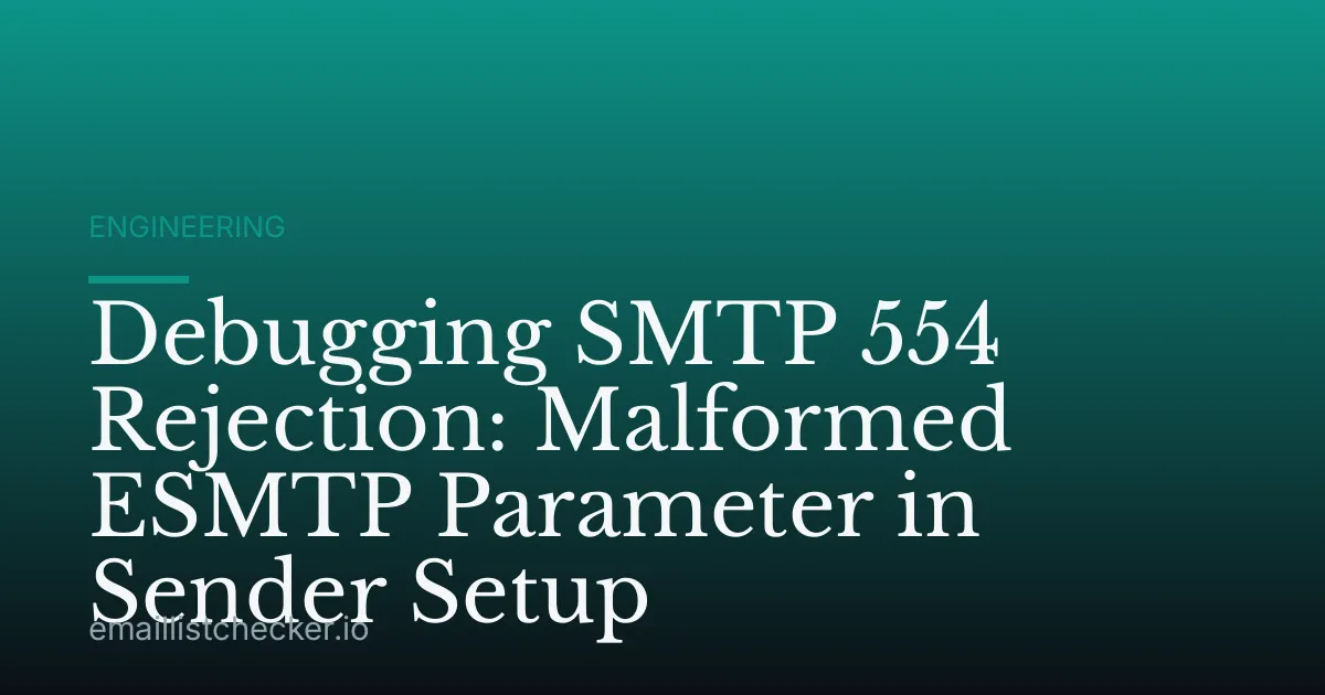 Debugging SMTP 554 Rejection: Malformed ESMTP Parameter in Sender Setup