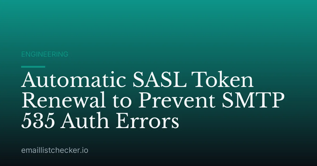Automatic SASL Token Renewal to Prevent SMTP 535 Auth Errors