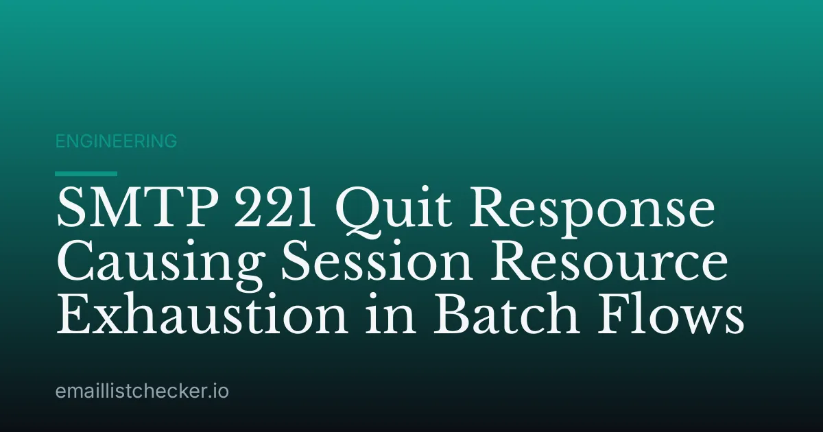 SMTP 221 Quit Response Causing Session Resource Exhaustion in Batch Flows