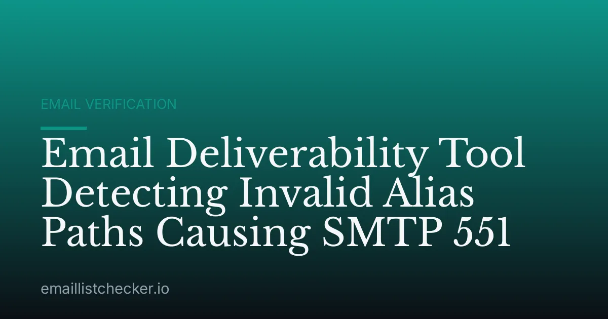 Email Deliverability Tool Detecting Invalid Alias Paths Causing SMTP 551