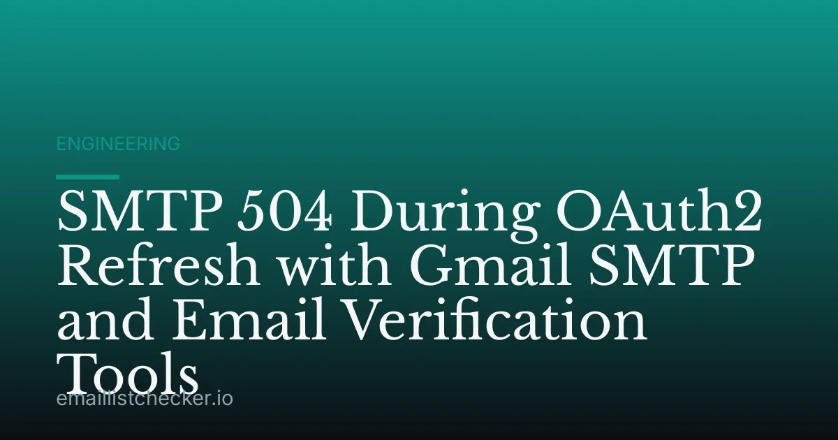 SMTP 504 During OAuth2 Refresh with Gmail SMTP and Email Verification Tools