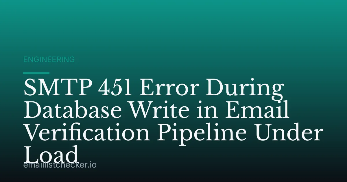 SMTP 451 Error During Database Write in Email Verification Pipeline Under Load