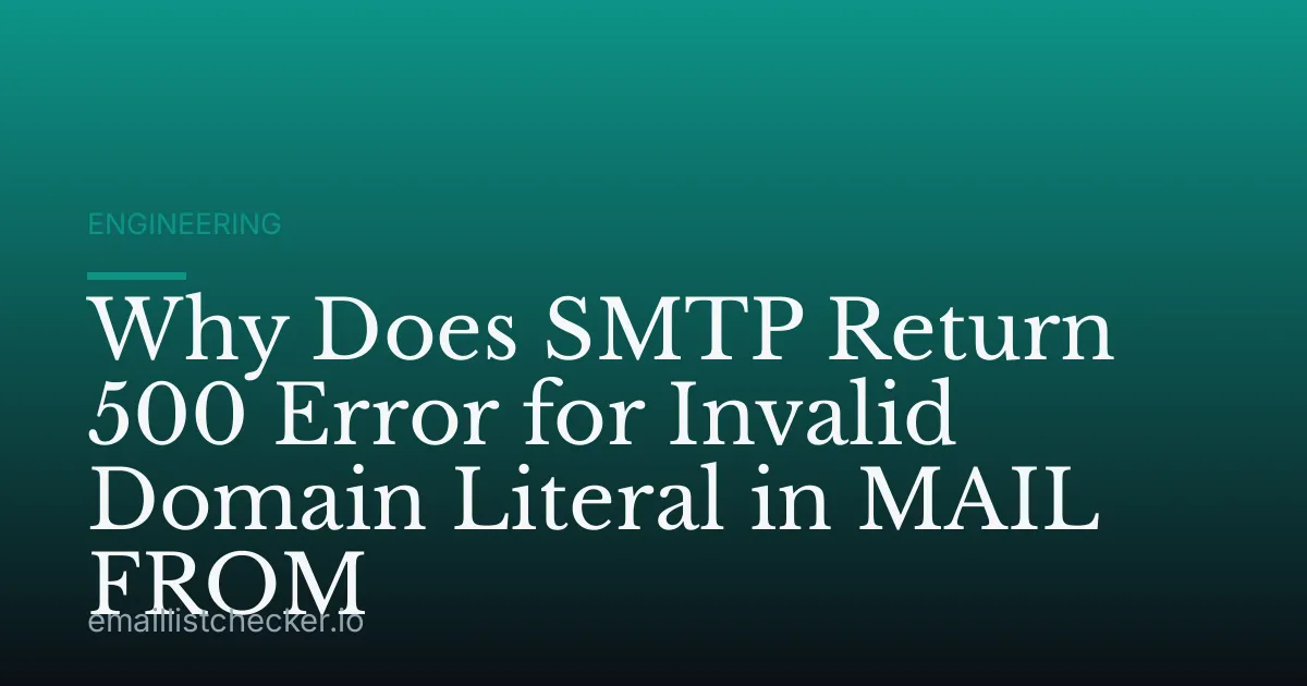 Why Does SMTP Return 500 Error for Invalid Domain Literal in MAIL FROM