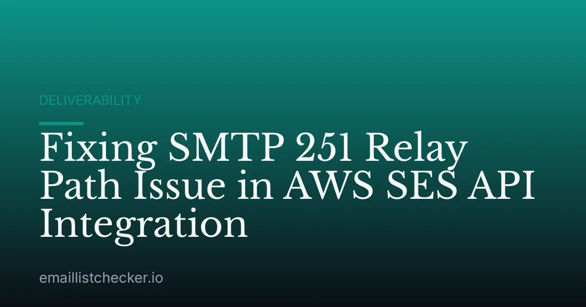 Fixing SMTP 251 Relay Path Issue in AWS SES API Integration