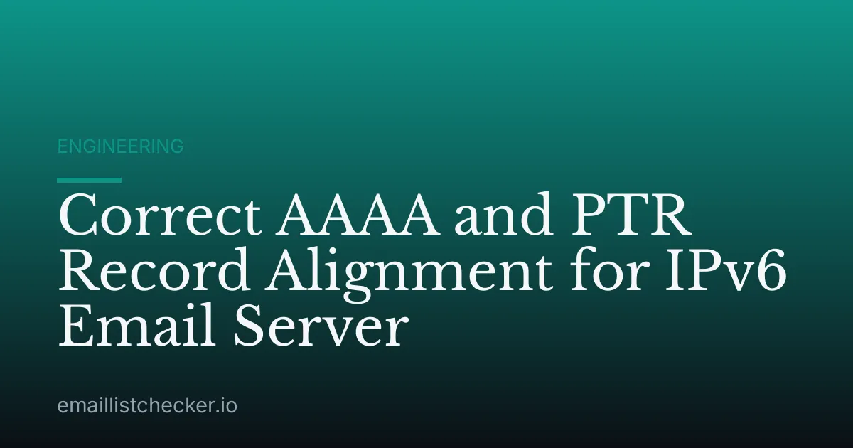 Correct AAAA and PTR Record Alignment for IPv6 Email Server
