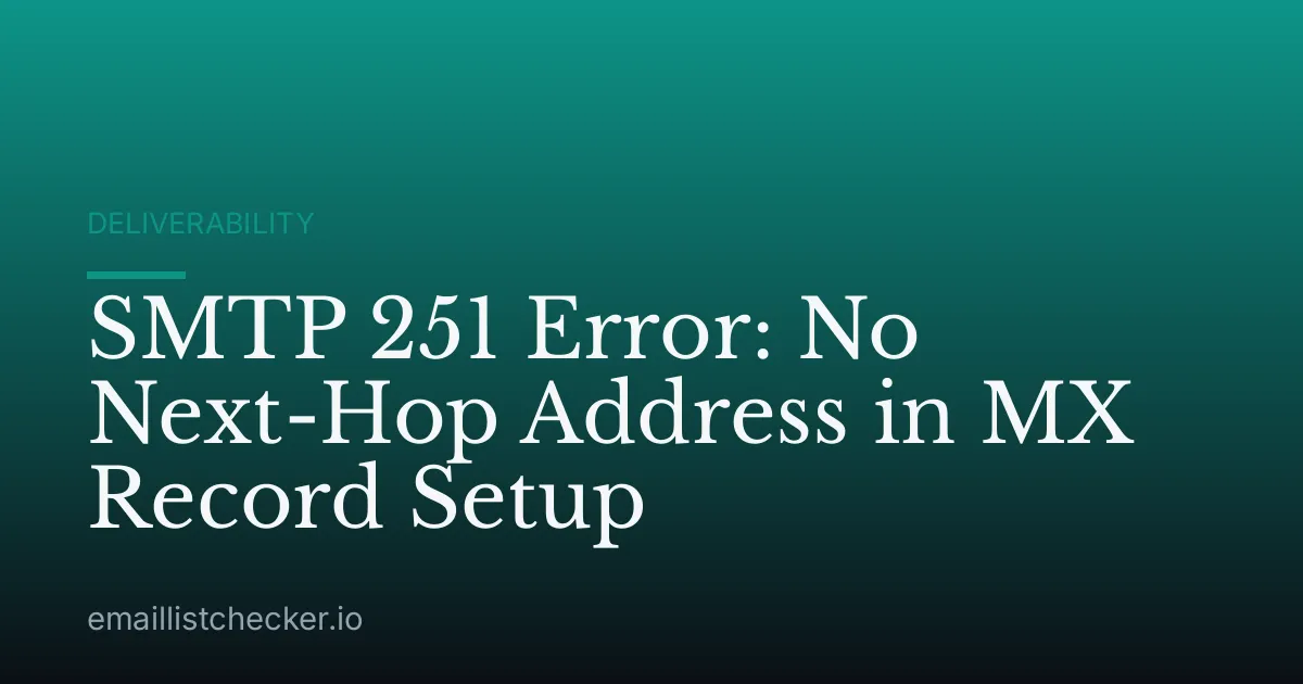 SMTP 251 Error: No Next-Hop Address in MX Record Setup
