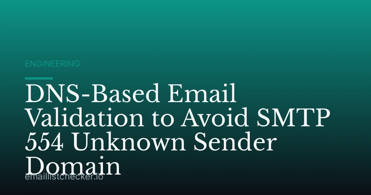 DNS-Based Email Validation to Avoid SMTP 554 Unknown Sender Domain