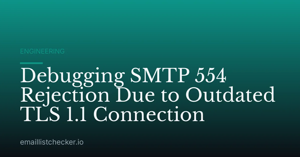 Debugging SMTP 554 Rejection Due to Outdated TLS 1.1 Connection