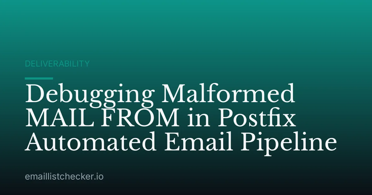 Debugging Malformed MAIL FROM in Postfix Automated Email Pipeline