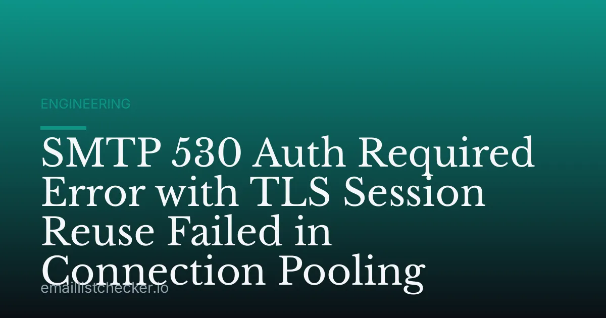 SMTP 530 Auth Required Error with TLS Session Reuse Failed in Connection Pooling