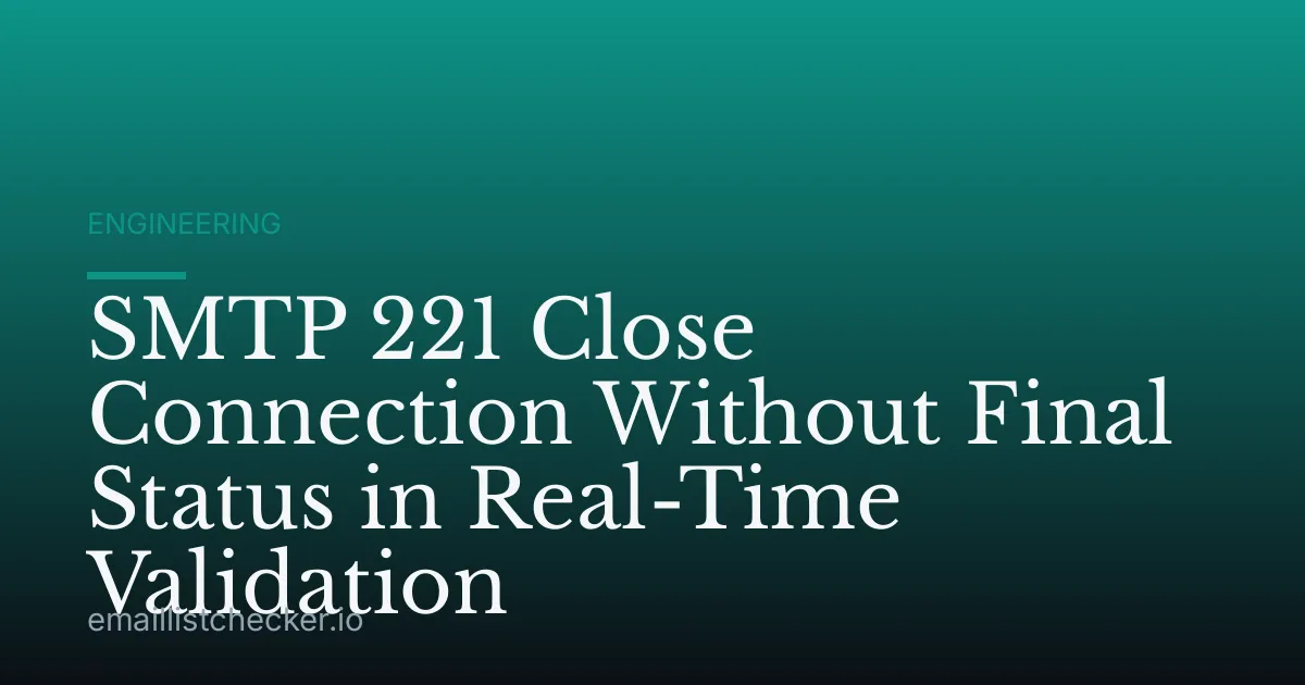 SMTP 221 Close Connection Without Final Status in Real-Time Validation