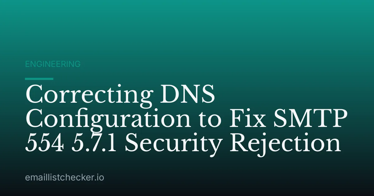 Correcting DNS Configuration to Fix SMTP 554 5.7.1 Security Rejection