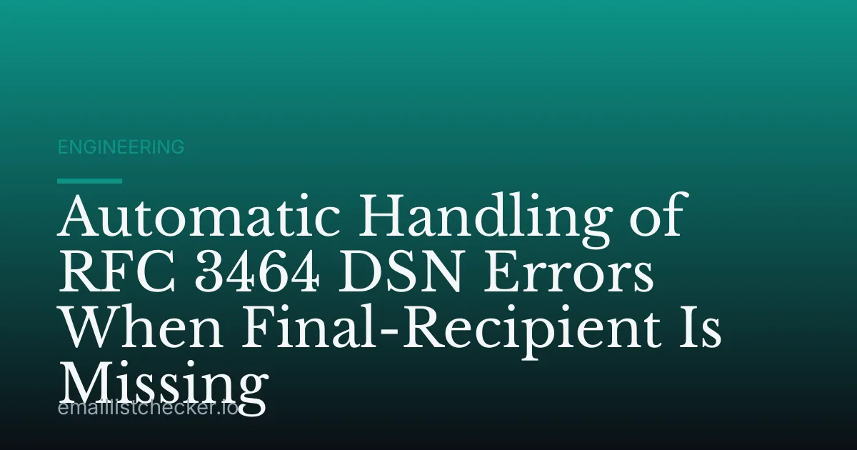 Automatic Handling of RFC 3464 DSN Errors When Final-Recipient Is Missing