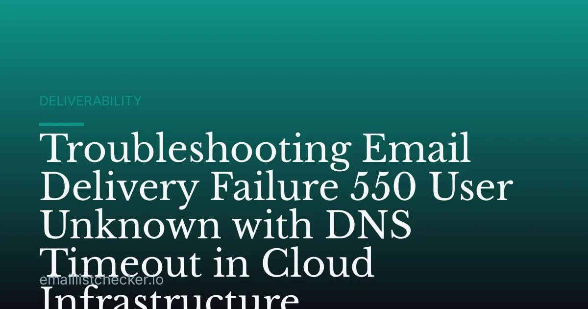 Troubleshooting Email Delivery Failure 550 User Unknown with DNS Timeout in Cloud Infrastructure